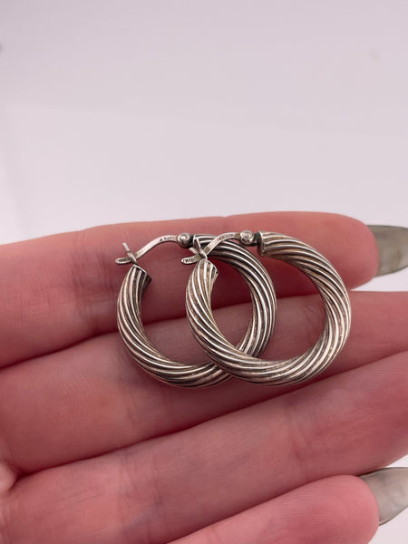 sterling silver 7/8" cable twist hoop earrings