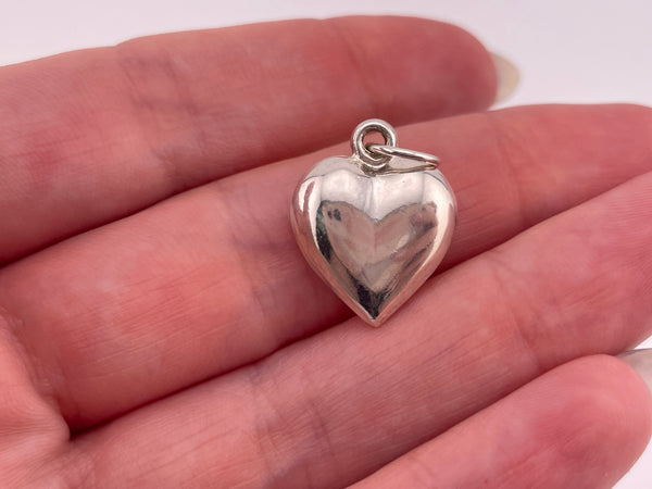 sterling silver puffy heart pendant