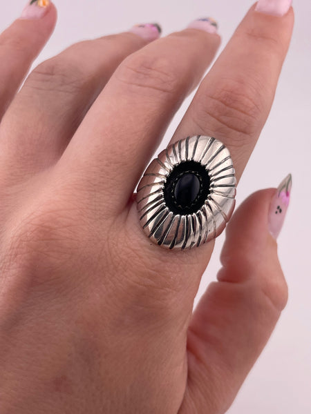 size 11 sterling silver onyx shadowbox ring