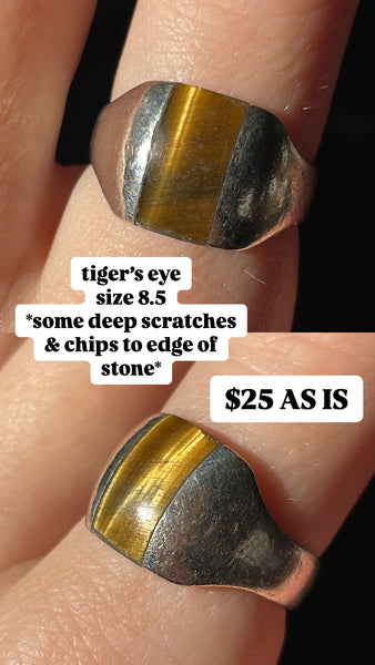 RESERVED PRIVATE LISTING -- sterling silver tiger's eye ring B20