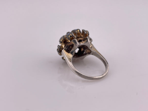 size 7 sterling silver gold wash shank foil glass ring ***Setting NOT Sterling***