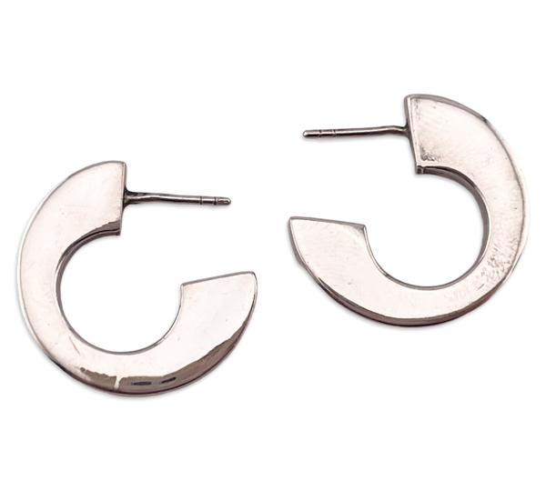 sterling silver 7/8" partial hoop post earrings ***AS IS***