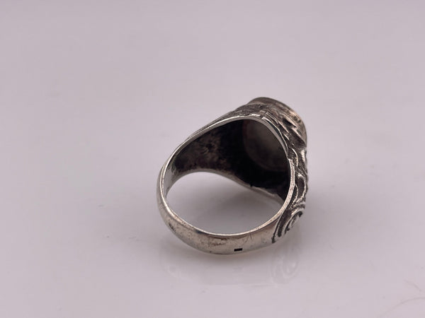 size 9.5 sterling silver gold wash scroll signet ring