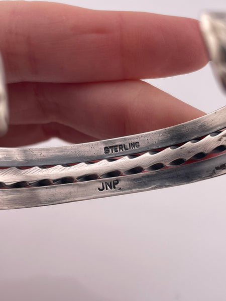 sterling silver signed JNP heavy stoneless twist wire cuff bracelet