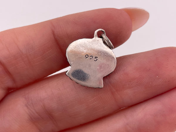 sterling silver oval amber rope edge pendant