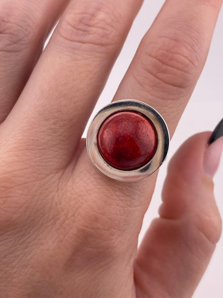 size 8.75 sterling silver sponge coral ring