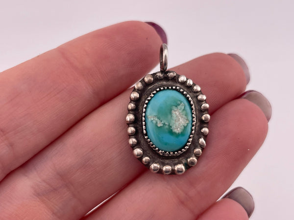 sterling silver rustic turquoise pendant