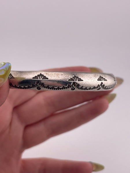 sterling silver 8" stamped bangle bracelet
