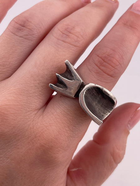 size 7 sterling silver heavy chunky stoneless modernist ring