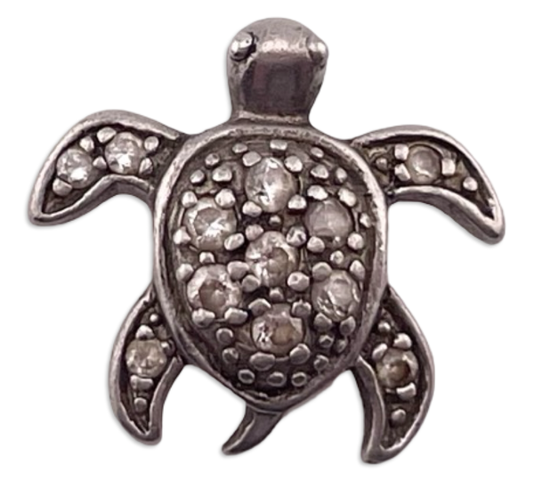 sterling silver rhinestone sea turtle pendant