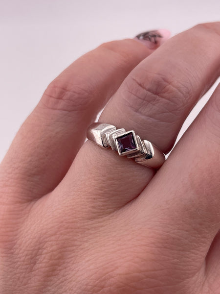 size 6.5 sterling silver faceted amethyst ring