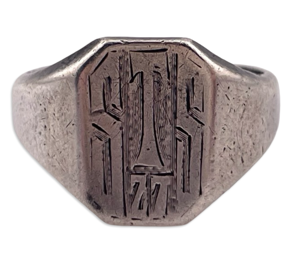 size 6 sterling silver 'STS' '27' signet ring ***Cut Band***
