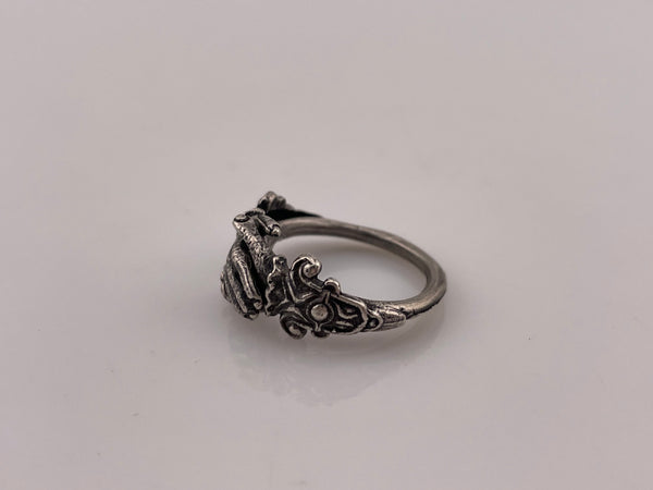 sterling silver MMA new old stock clasped hands gimmel ring