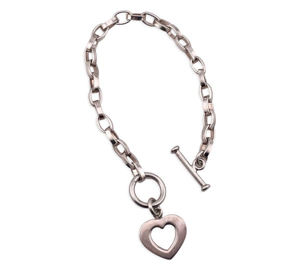 sterling silver 7-1/2" Silpada heart tag stoneless chain bracelet
