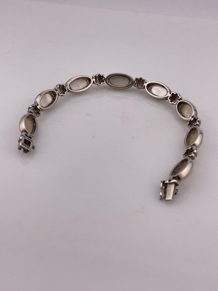 sterling silver 7 1/4" mother of pearl link bracelet