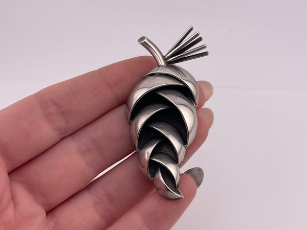 sterling silver JoPol Joan Polsdorfer modernist pinecone brooch