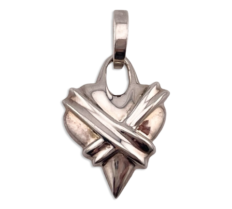sterling silver heavy RLM Studios textured heart pendant
