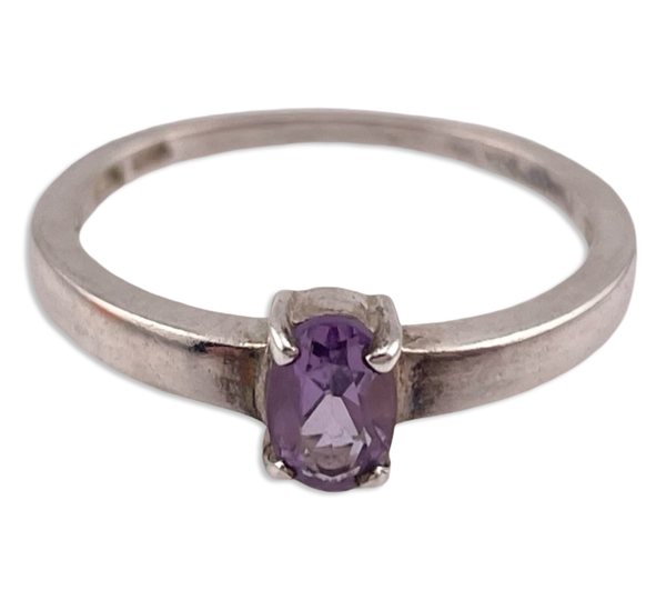 size 8.25 sterling silver faceted amethyst ring
