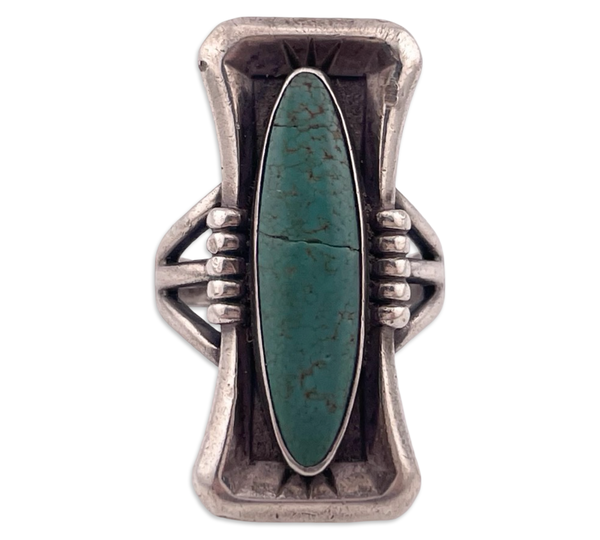 size 6.5 sterling silver turquoise ring ***Cracked Stone***