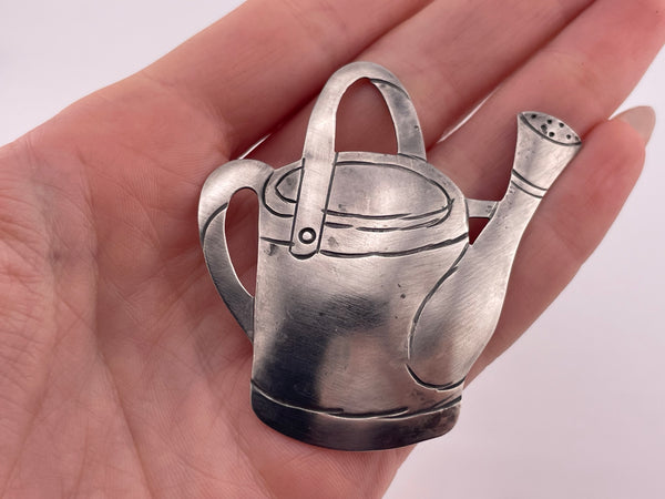 sterling silver Courtney artisan watering can brooch