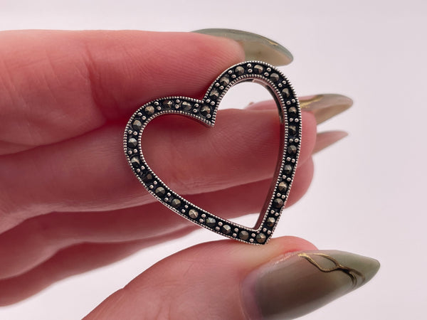 sterling silver marcasite heart pendant