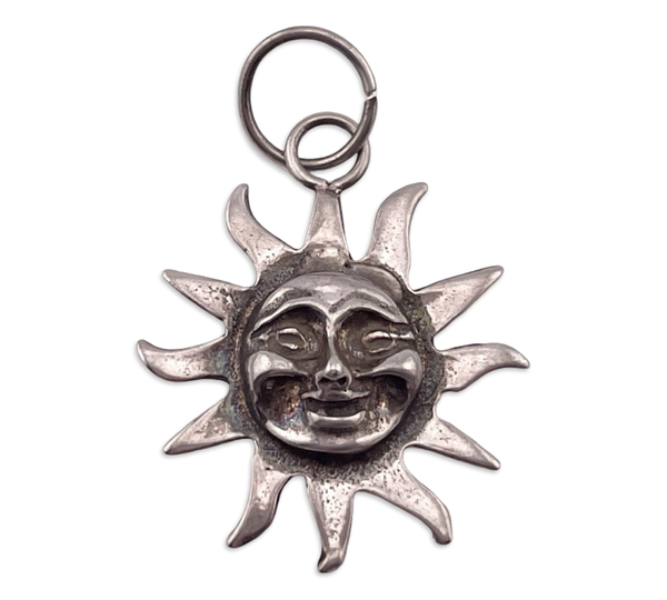 sterling silver sun w/ face pendant
