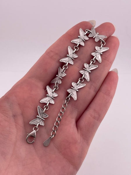 sterling silver butterfly link bracelet