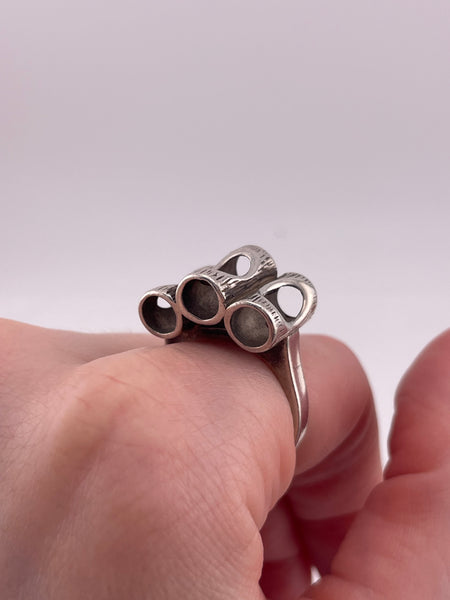 size 7.5 sterling silver abstract artisan stoneless ring