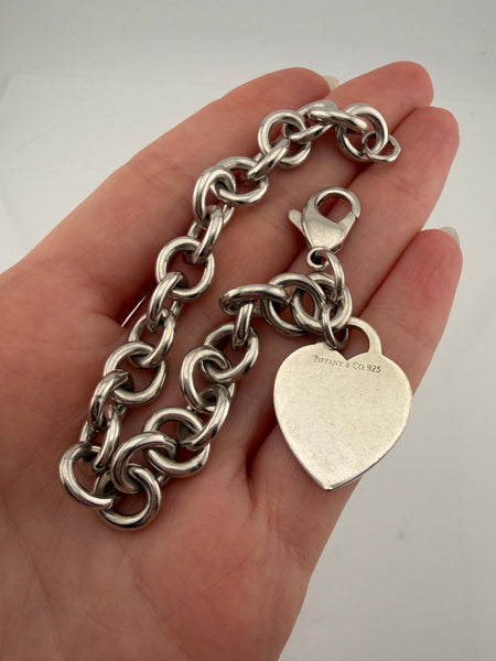 RESERVED PRIVATE LISTING -- sterling silver Tiffany heart tag link bracelet