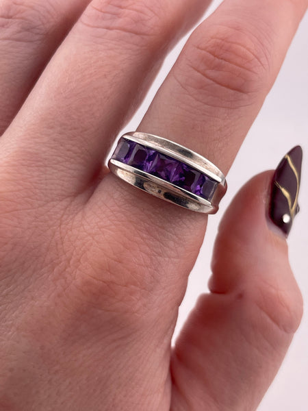 size 8.75 sterling silver faceted amethyst ring