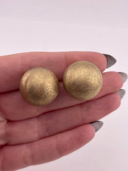 sterling silver gold wash Dyadema brushed matte finish dome omega-back earrings