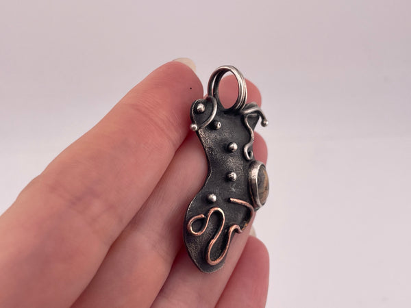 sterling silver & copper artisan jasper pendant
