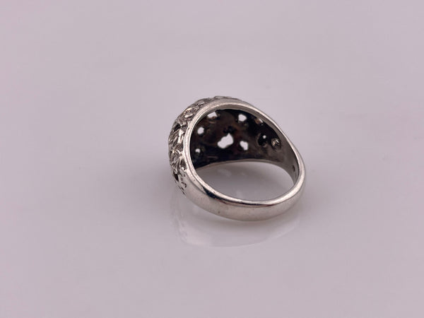size 7 sterling silver domed flower cut-out ring