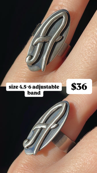 RESERVED PRIVATE LISTING -- sterling silver 'A' ring B22