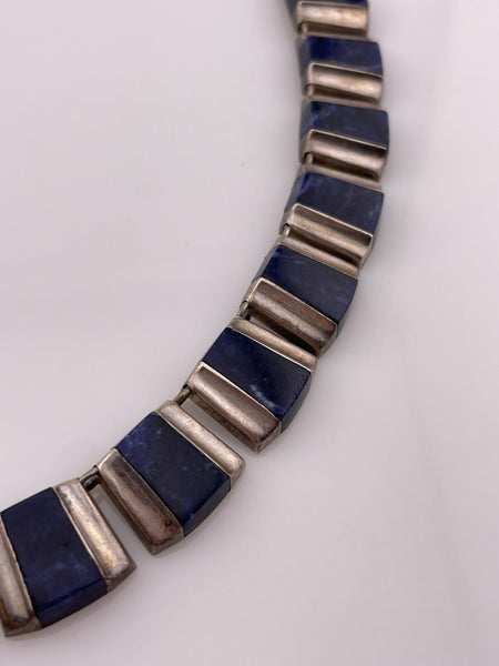 sterling silver 15-1/2" sodalite collar necklace