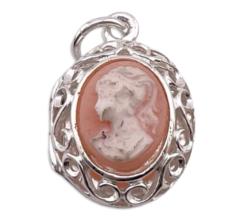 sterling silver plastic cameo locket pendant