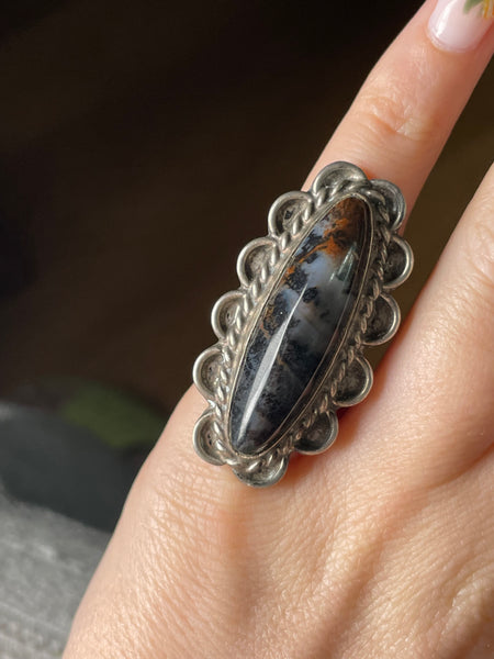 size 4.5 sterling silver petrified wood ring
