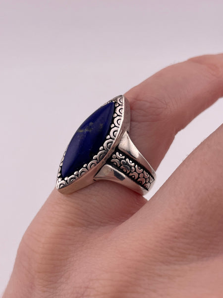 size 5.25 sterling silver Carolyn Pollack lapis marquise shape ring