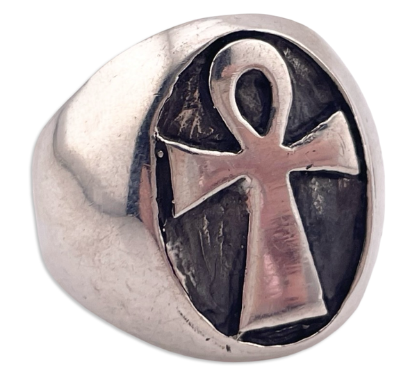 size 12.75 sterling silver stoneless ankh ring