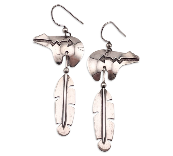 sterling silver Carlton Jamon bear feather earrings