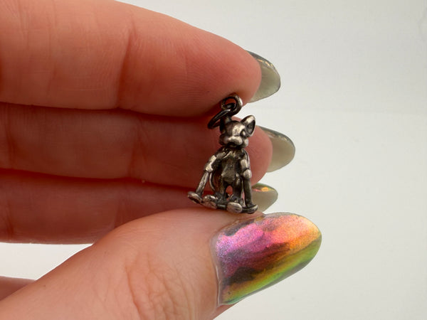 sterling silver skiing mouse pendant