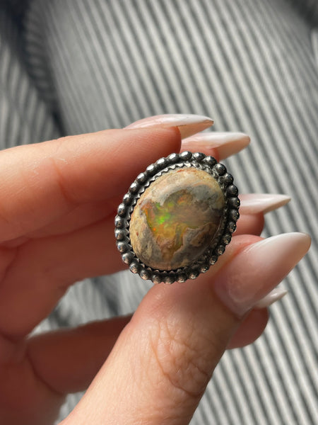 size 7 sterling silver Mexican opal ring