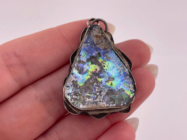sterling silver Roman glass pendant