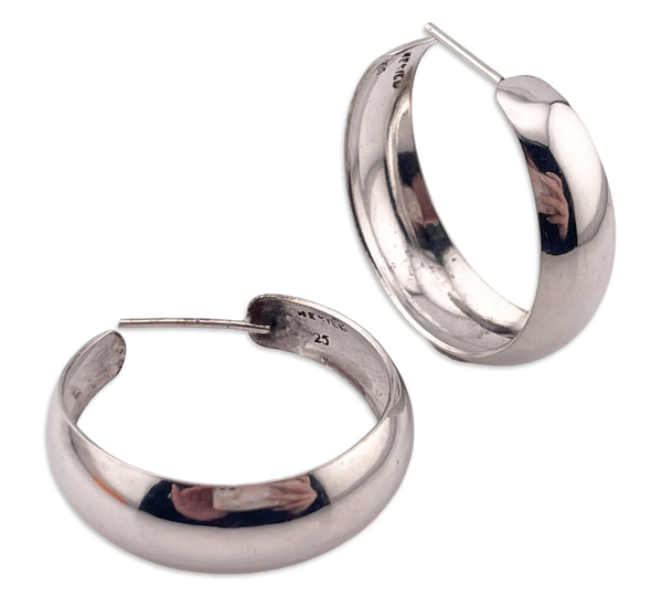 sterling silver 1-3/8" curved partial hoop post earrings