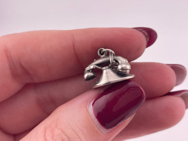 sterling silver 'I LOVE U' rotary phone charm pendant