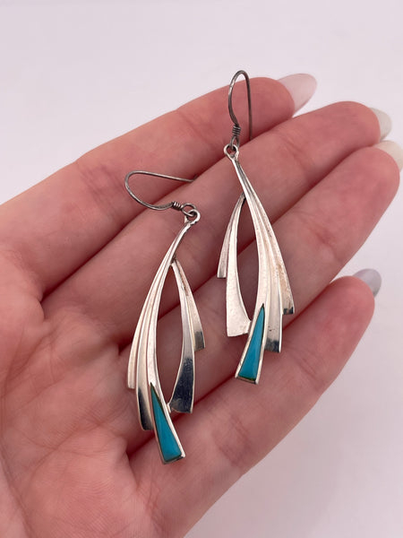 sterling silver synthetic turquoise hook dangle earrings