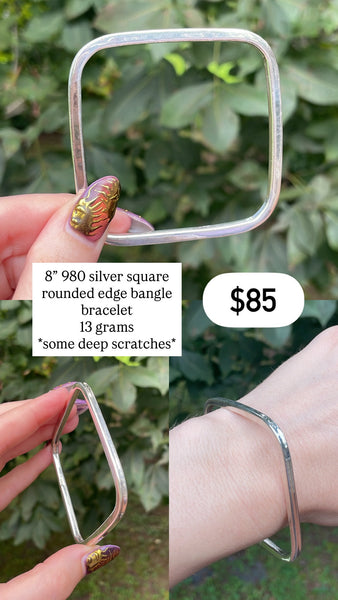 RESERVED PRIVATE LISTING -- sterling silver square bangle A38