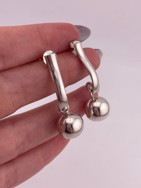 sterling silver Silpada stoneless bar ball post dangle earrings