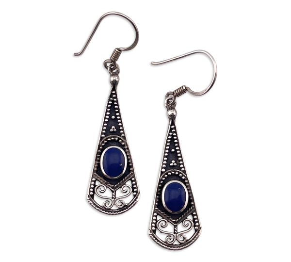 sterling silver Boma lapis cut-out dangle earrings