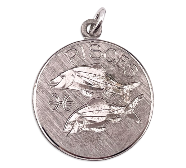 sterling silver rhodium plated Pisces the Fish zodiac pendant